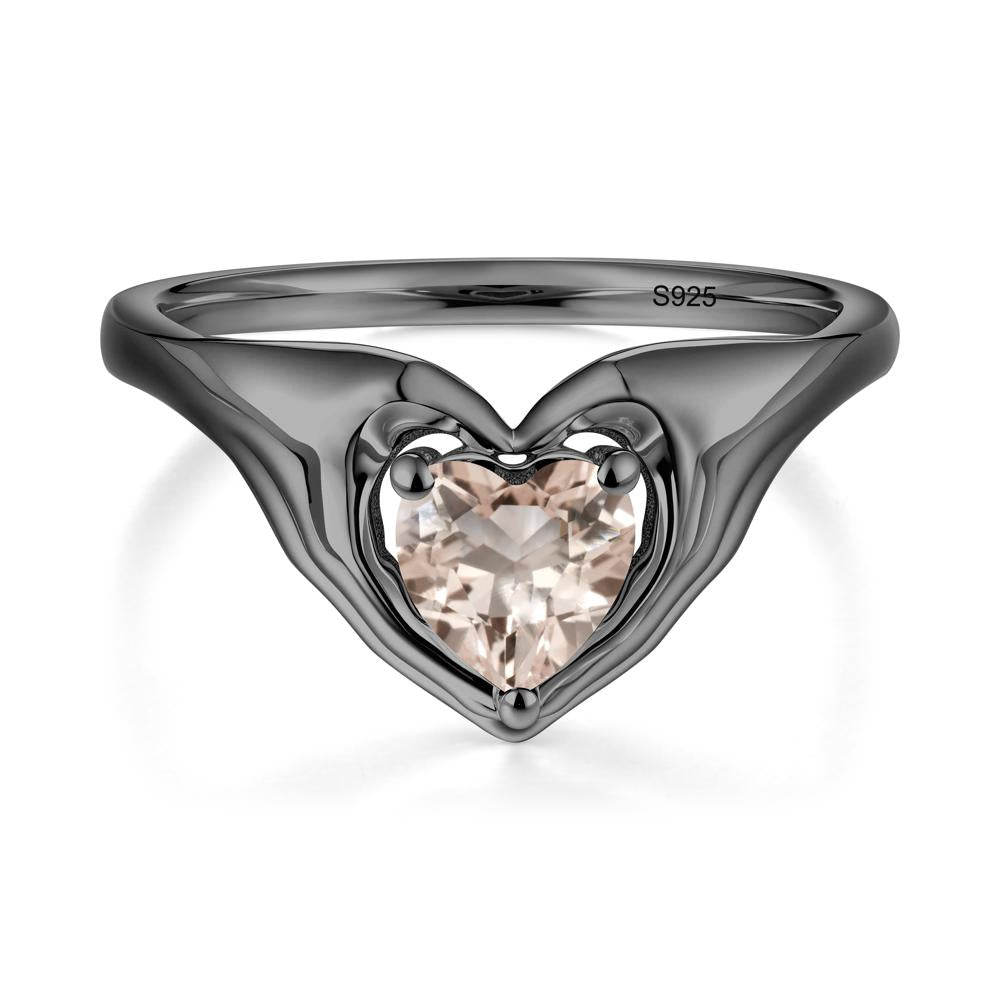 Morganite Claddagh Promise Ring - LUO Jewelry #metal_black finish sterling silver