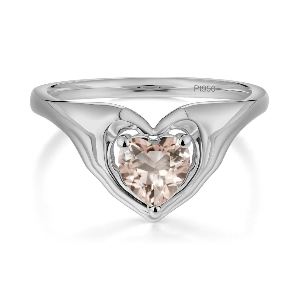 Morganite Claddagh Promise Ring - LUO Jewelry #metal_platinum