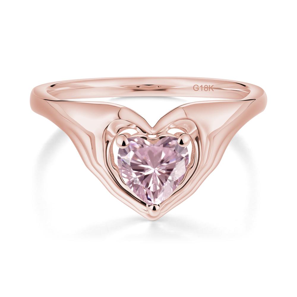 Heart Shapped Pink Cubic Zirconia Claddagh Ring - LUO Jewelry #metal_18k rose gold