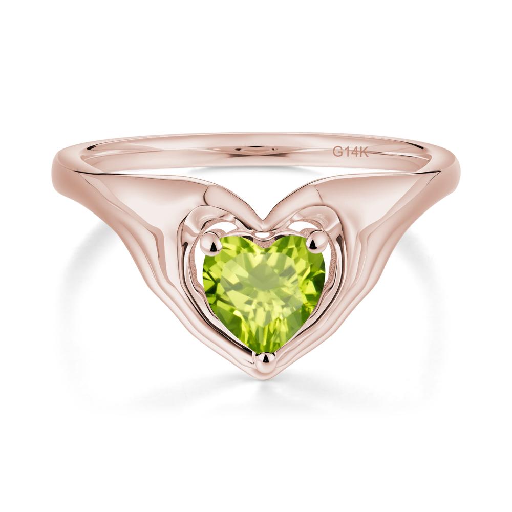 Peridot Claddagh Promise Ring - LUO Jewelry #metal_14k rose gold
