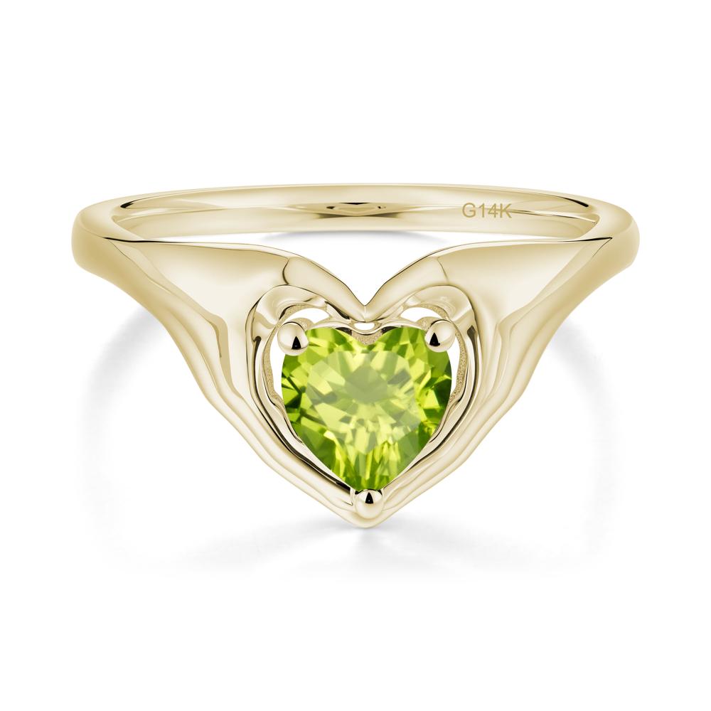 Peridot Claddagh Promise Ring - LUO Jewelry #metal_14k yellow gold