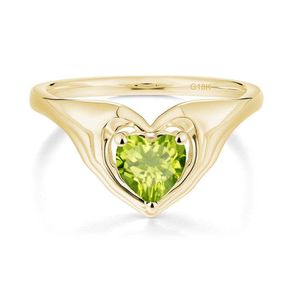 Peridot Claddagh Promise Ring - LUO Jewelry #metal_18k yellow gold