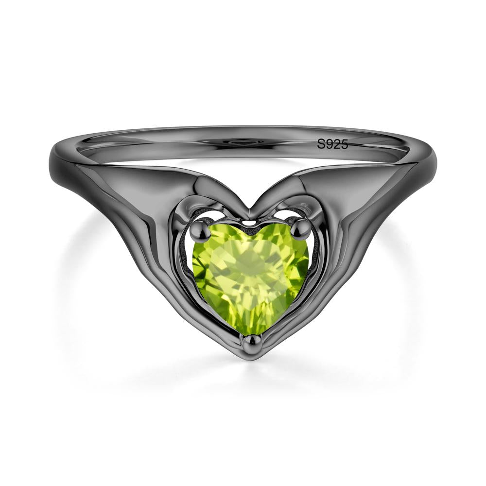 Peridot Claddagh Promise Ring - LUO Jewelry #metal_black finish sterling silver