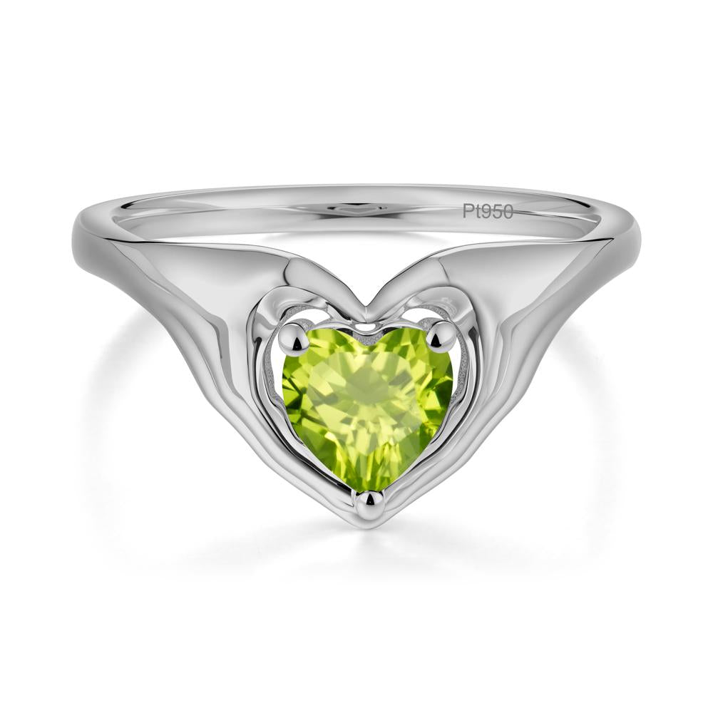 Peridot Claddagh Promise Ring - LUO Jewelry #metal_platinum