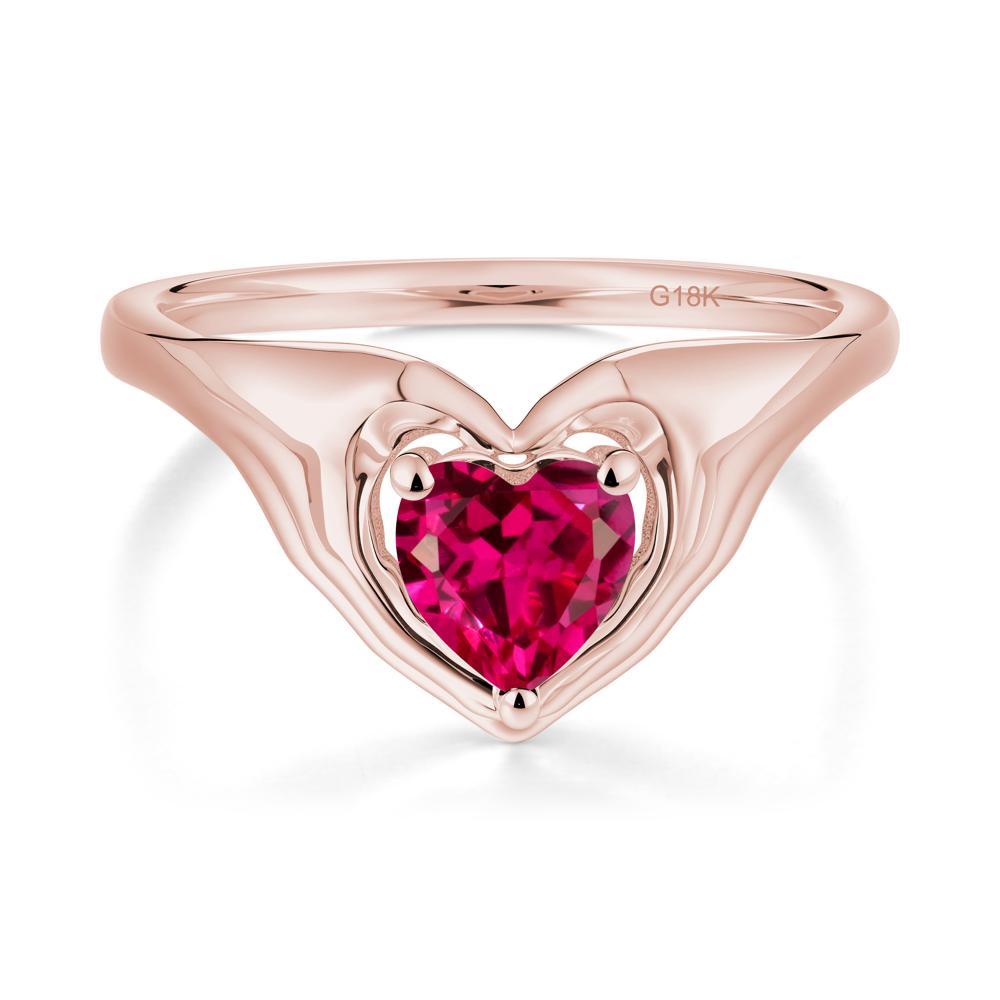 Heart Shapped Ruby Claddagh Ring - LUO Jewelry #metal_18k rose gold