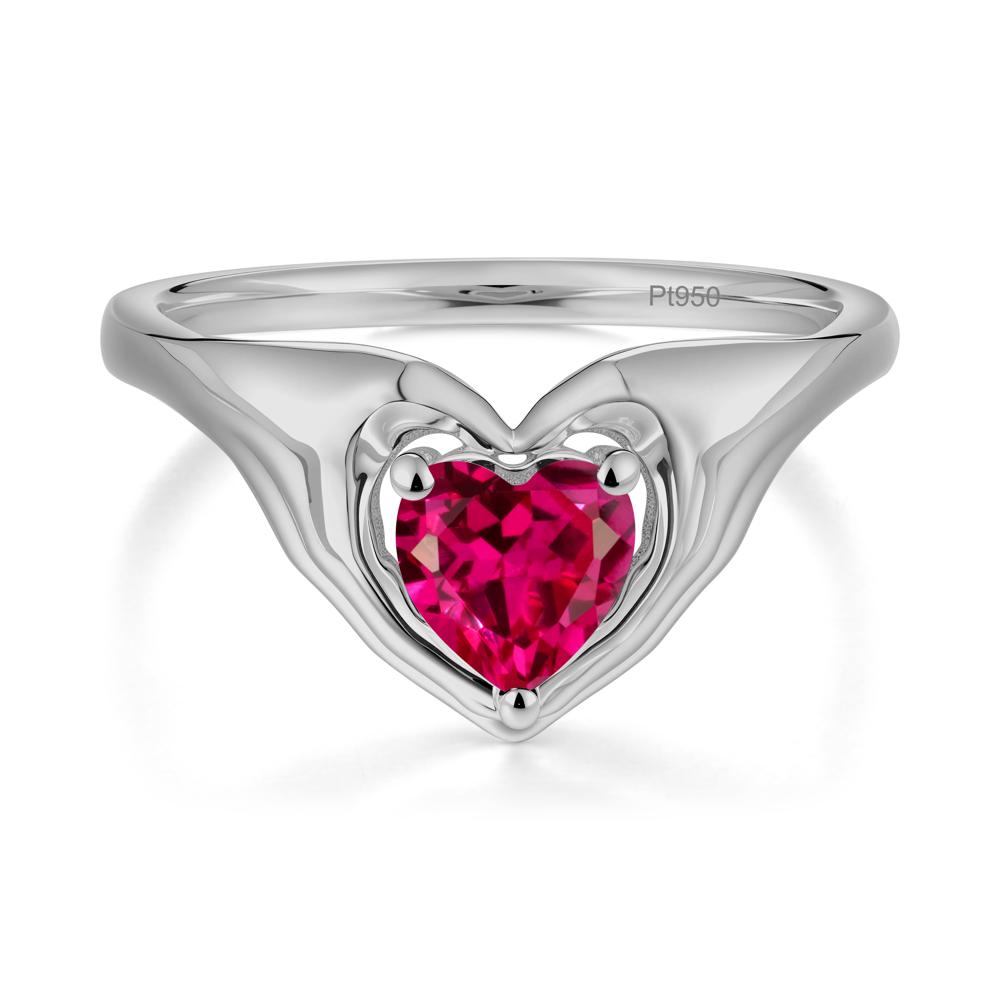 Heart Shapped Ruby Claddagh Ring - LUO Jewelry #metal_platinum