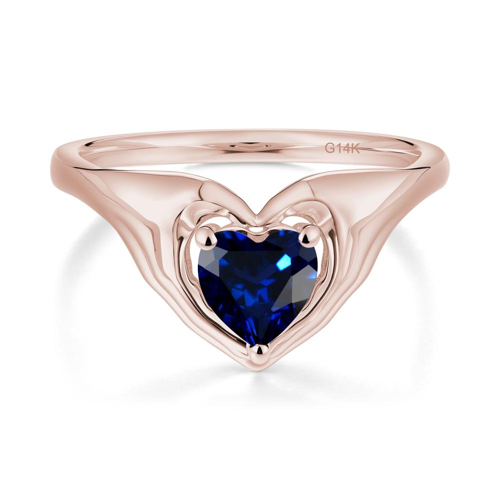 Heart Shapped Sapphire Claddagh Ring - LUO Jewelry #metal_14k rose gold