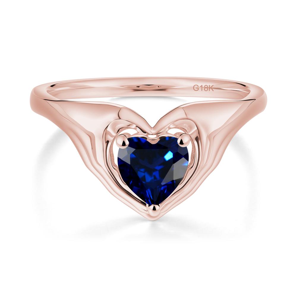 Heart Shapped Sapphire Claddagh Ring - LUO Jewelry #metal_18k rose gold