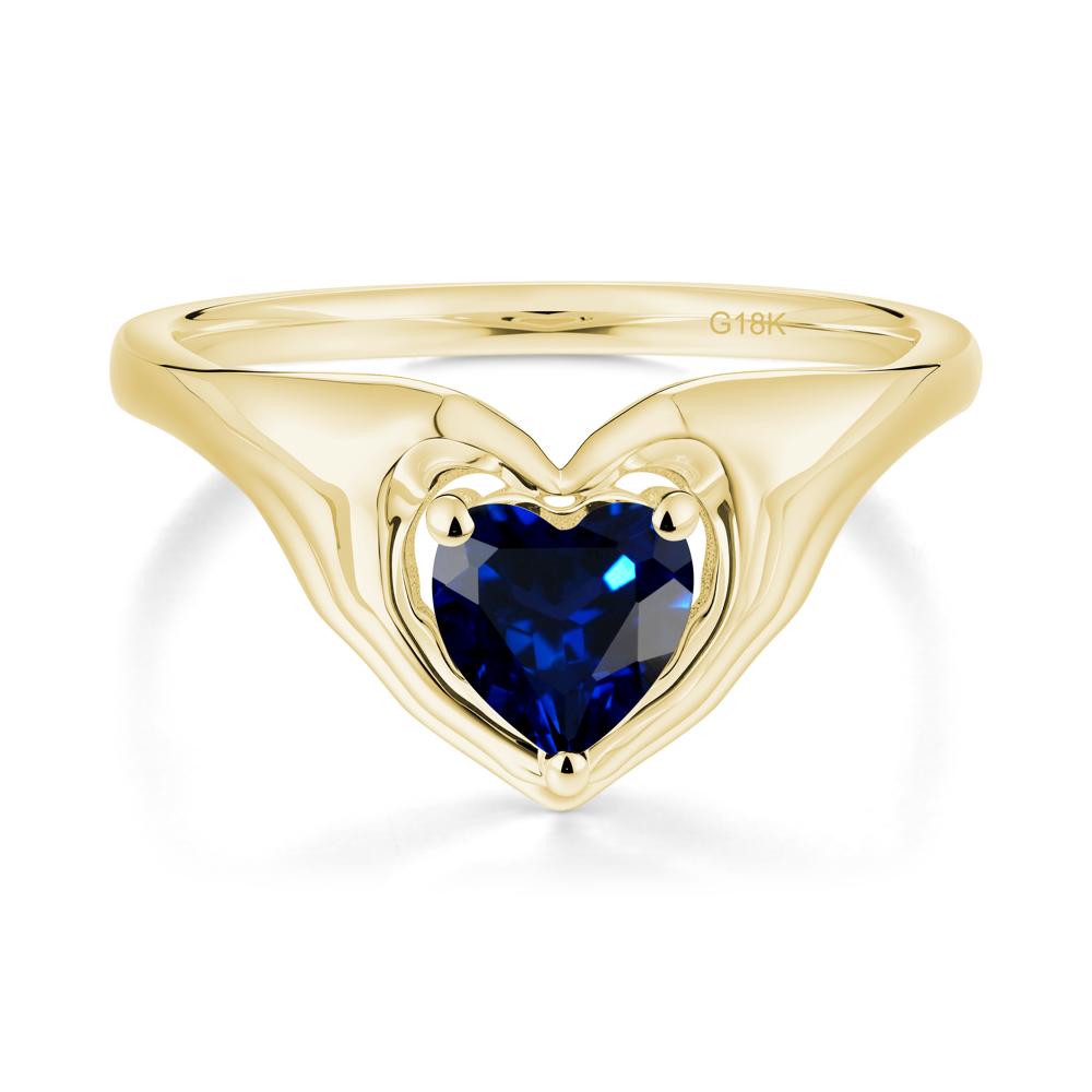 Heart Shapped Sapphire Claddagh Ring - LUO Jewelry #metal_18k yellow gold