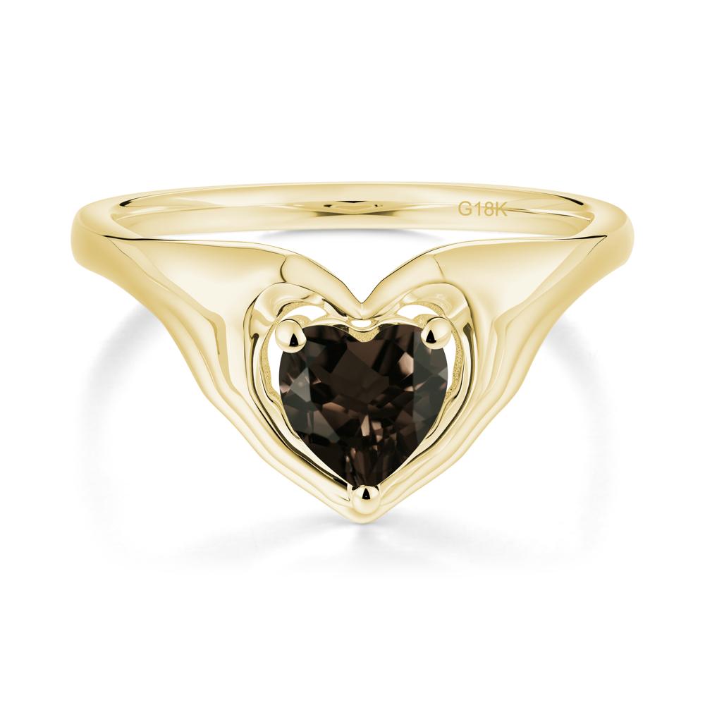 Smoky Quartz Claddagh Promise Ring - LUO Jewelry #metal_18k yellow gold