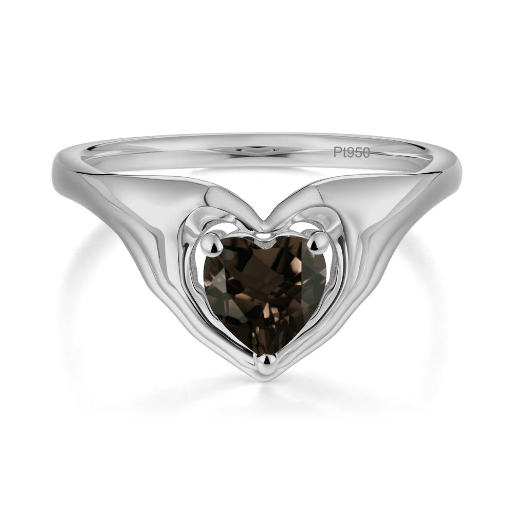 Smoky Quartz Claddagh Promise Ring - LUO Jewelry #metal_platinum
