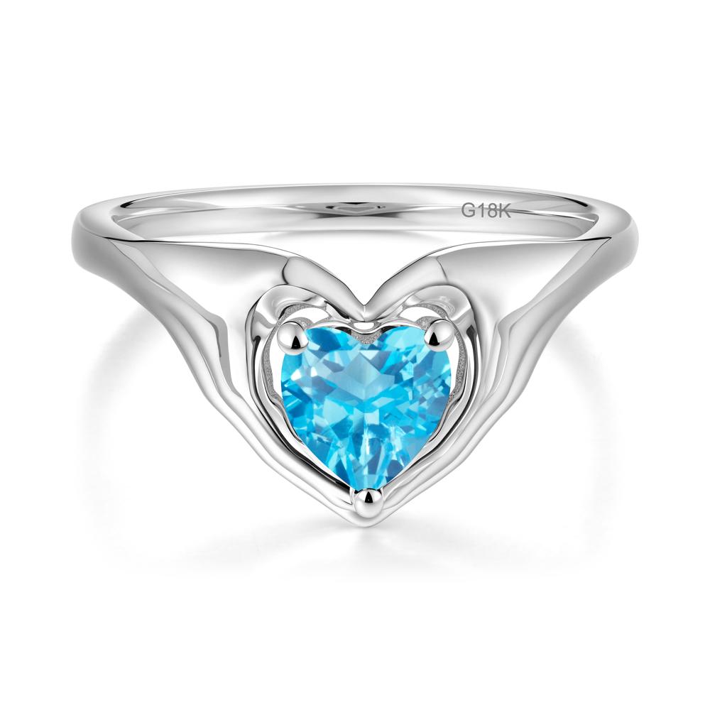 Swiss Blue Topaz Claddagh Promise Ring - LUO Jewelry #metal_18k white gold
