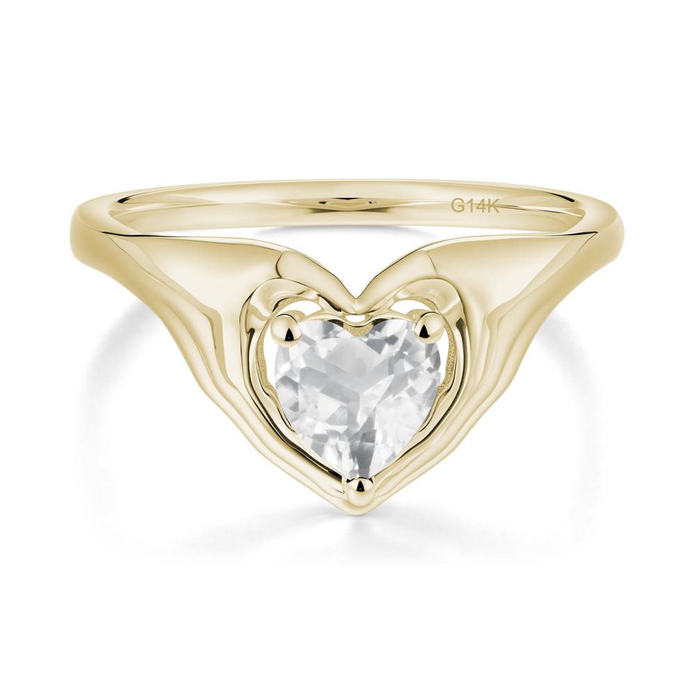 White Topaz Claddagh Promise Ring - LUO Jewelry #metal_14k yellow gold
