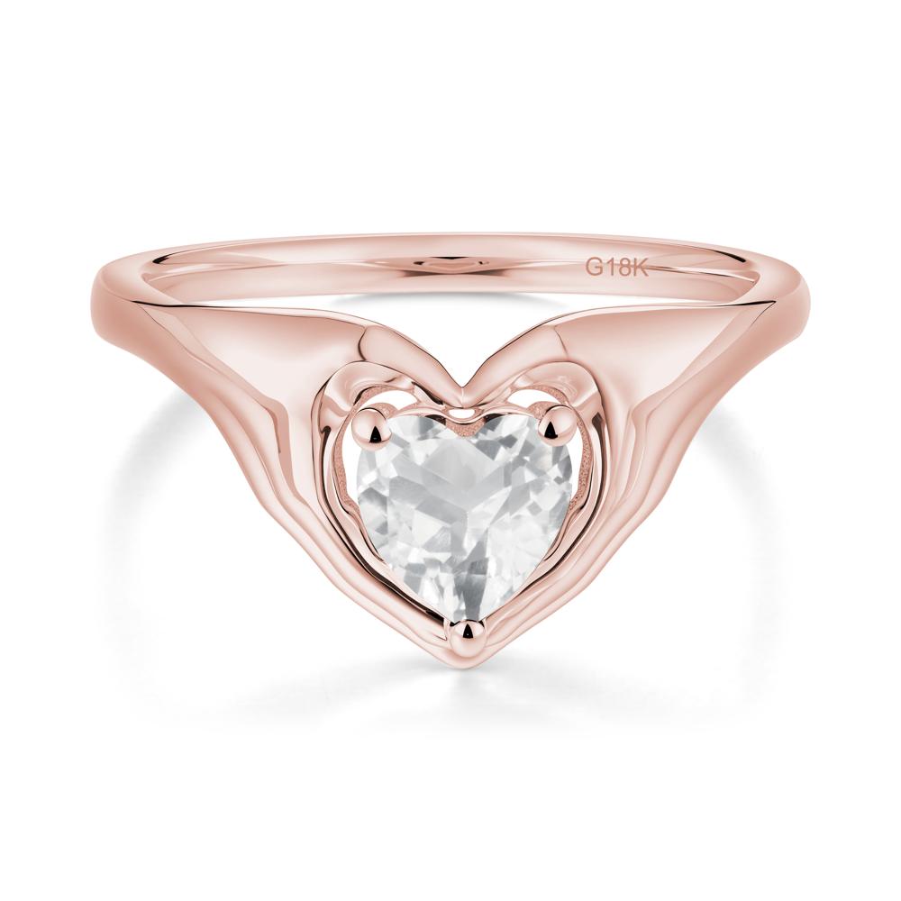 White Topaz Claddagh Promise Ring - LUO Jewelry #metal_18k rose gold