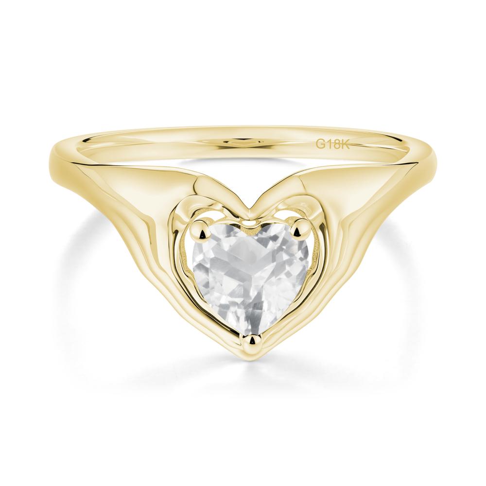 White Topaz Claddagh Promise Ring - LUO Jewelry #metal_18k yellow gold