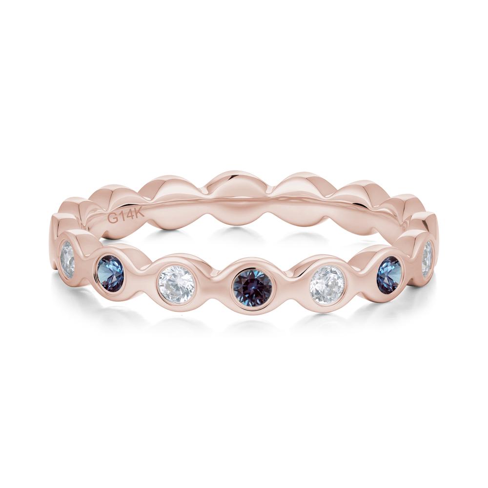 Round Alexandrite and Cubic Zirconia Eternity Ring - LUO Jewelry #metal_14k rose gold