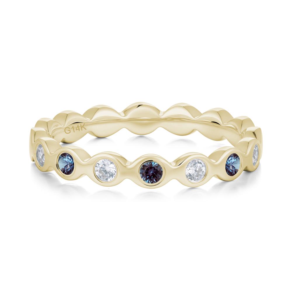 Round Alexandrite and Cubic Zirconia Eternity Ring - LUO Jewelry #metal_14k yellow gold