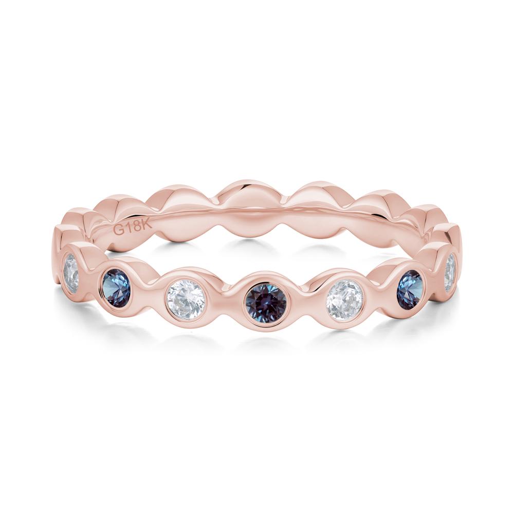 Round Alexandrite and Cubic Zirconia Eternity Ring - LUO Jewelry #metal_18k rose gold