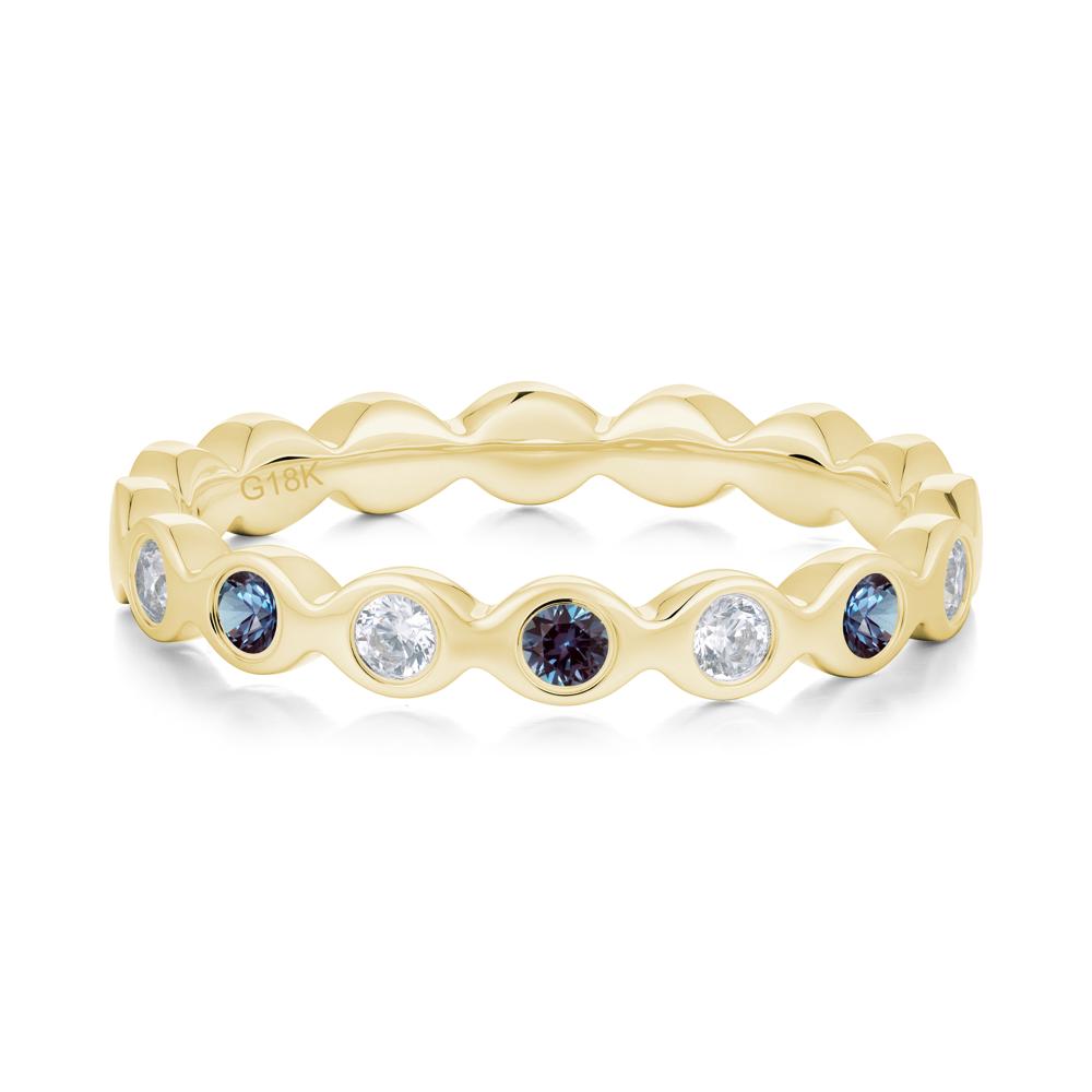 Round Alexandrite and Cubic Zirconia Eternity Ring - LUO Jewelry #metal_18k yellow gold