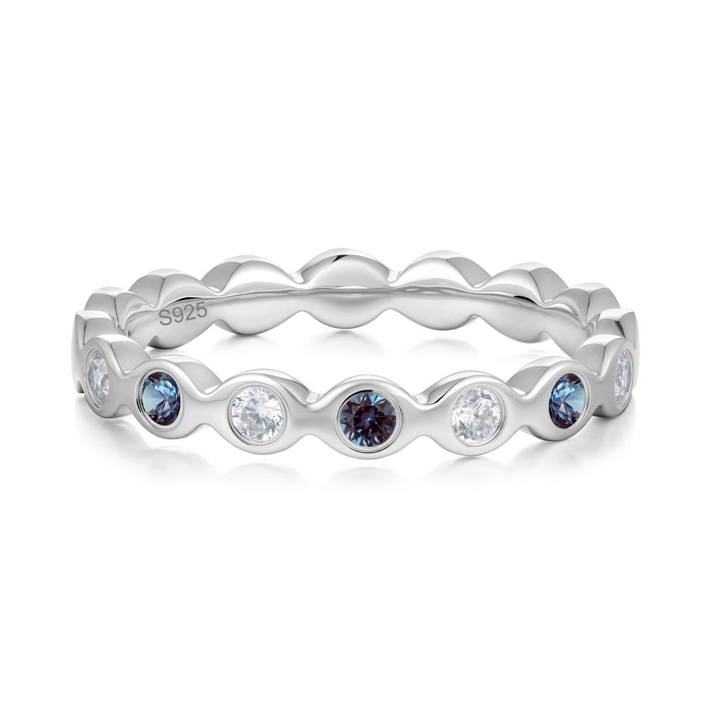 Round Alexandrite and Cubic Zirconia Eternity Ring - LUO Jewelry #metal_sterling silver