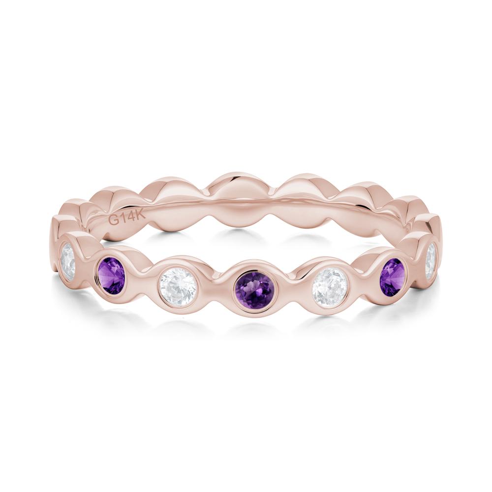 Round Amethyst and Cubic Zirconia Eternity Band Ring - LUO Jewelry #metal_14k rose gold