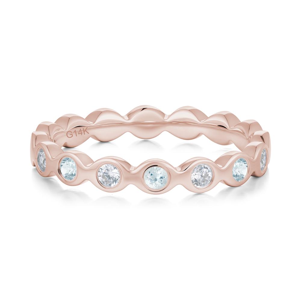 Round Aquamarine and Cubic Zirconia Eternity Ring - LUO Jewelry #metal_14k rose gold