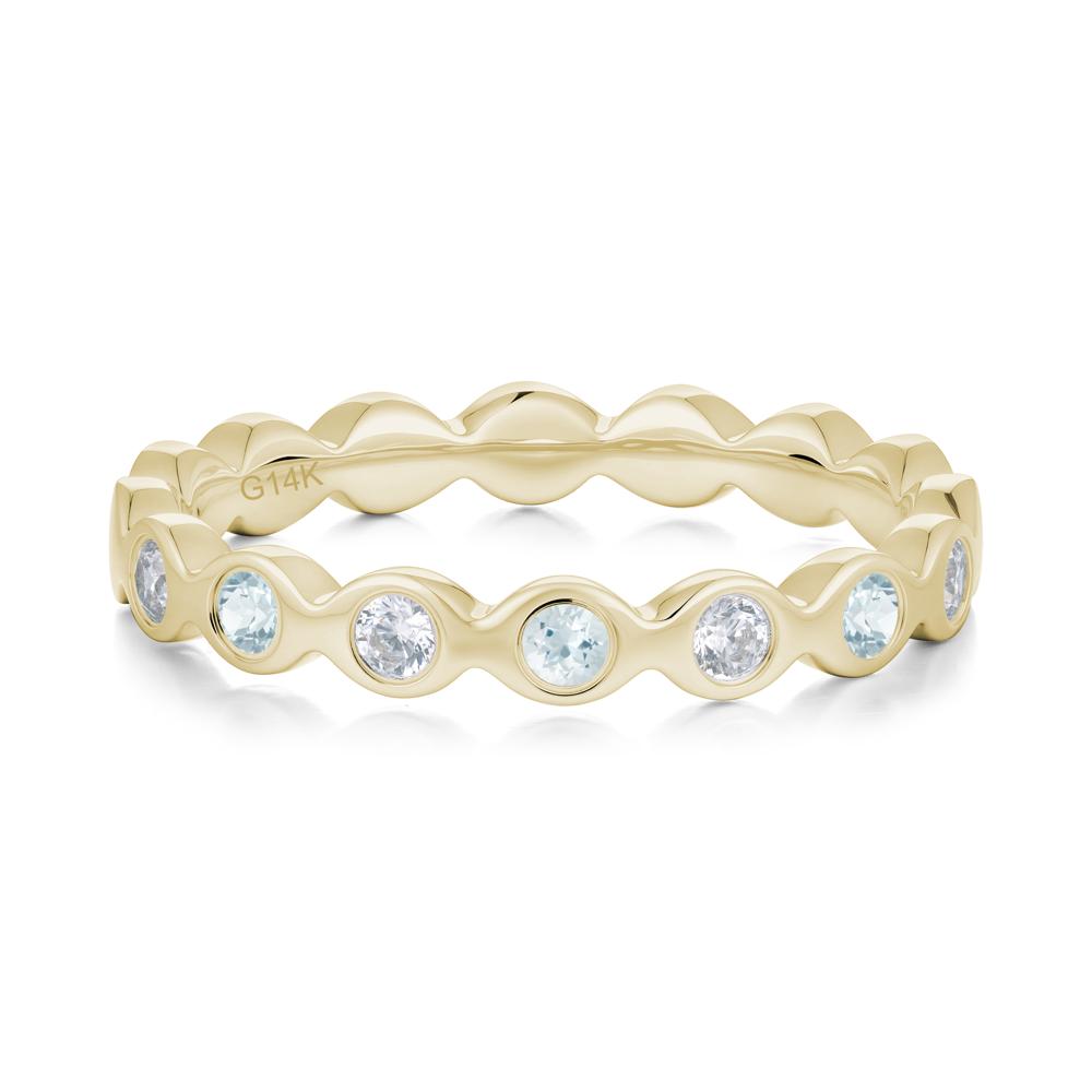 Round Aquamarine and Cubic Zirconia Eternity Ring - LUO Jewelry #metal_14k yellow gold