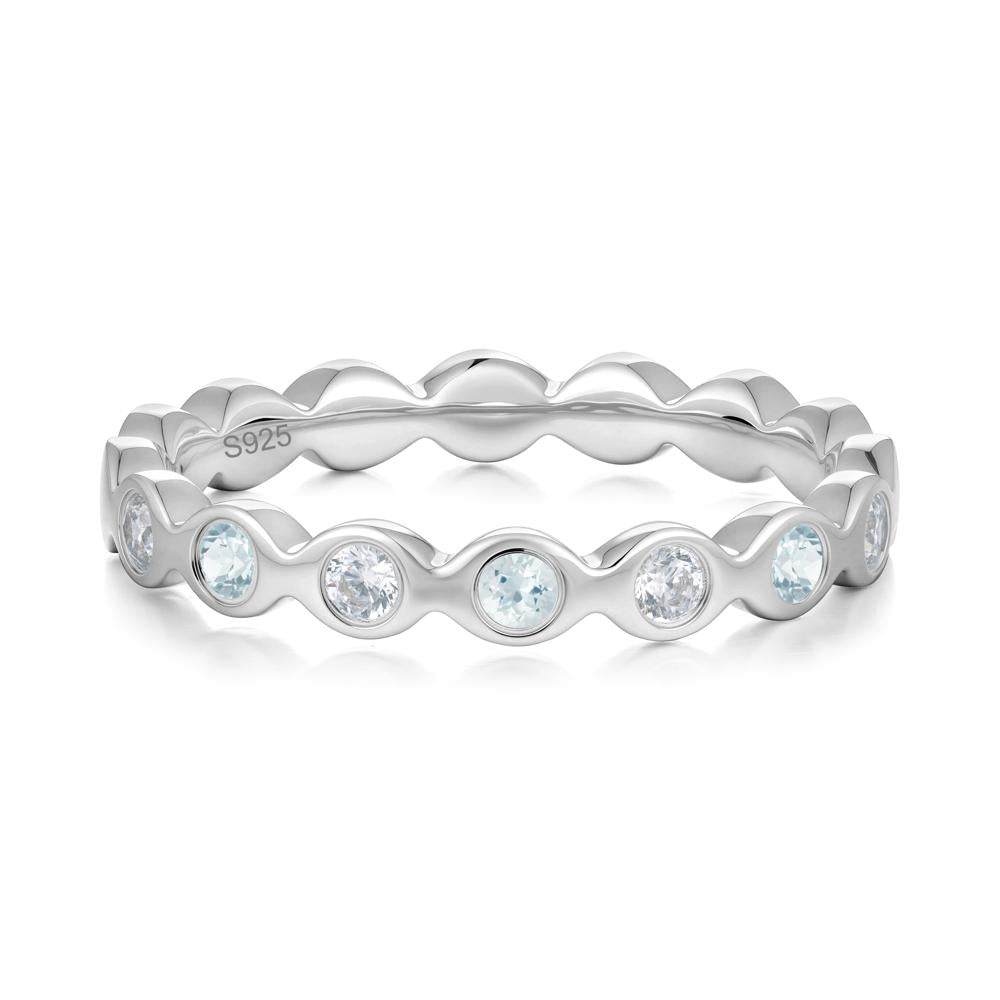 Round Aquamarine and Cubic Zirconia Eternity Ring - LUO Jewelry #metal_sterling silver