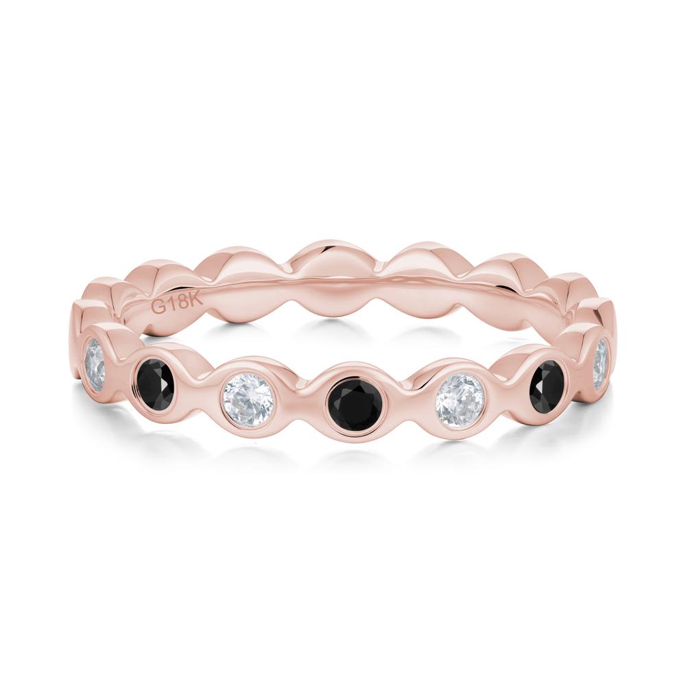 Round Black Spinel and Cubic Zirconia Eternity Band Ring - LUO Jewelry #metal_18k rose gold