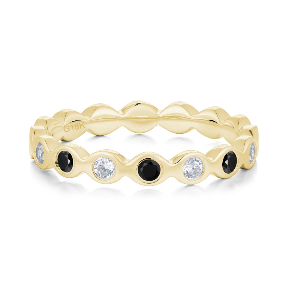 Round Black Spinel and Cubic Zirconia Eternity Band Ring - LUO Jewelry #metal_18k yellow gold