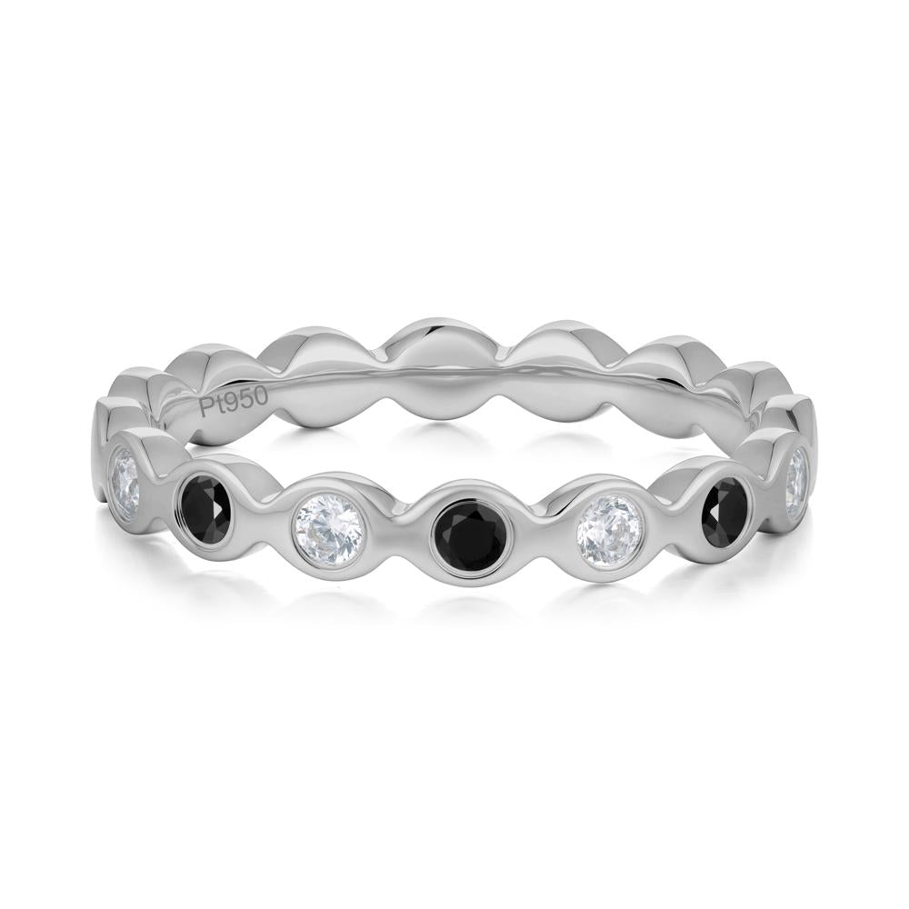 Round Black Spinel and Cubic Zirconia Eternity Band Ring - LUO Jewelry #metal_platinum