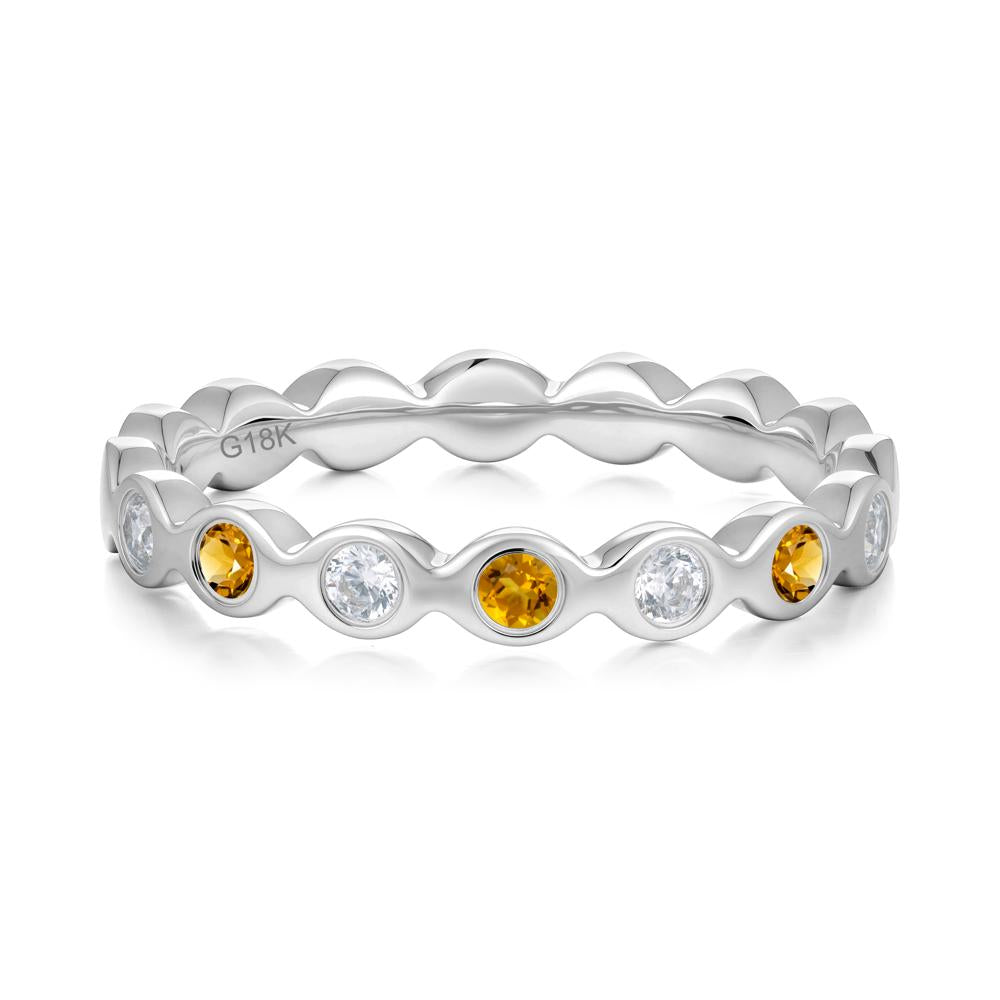 Round Citrine and Cubic Zirconia Eternity Ring - LUO Jewelry #metal_18k white gold