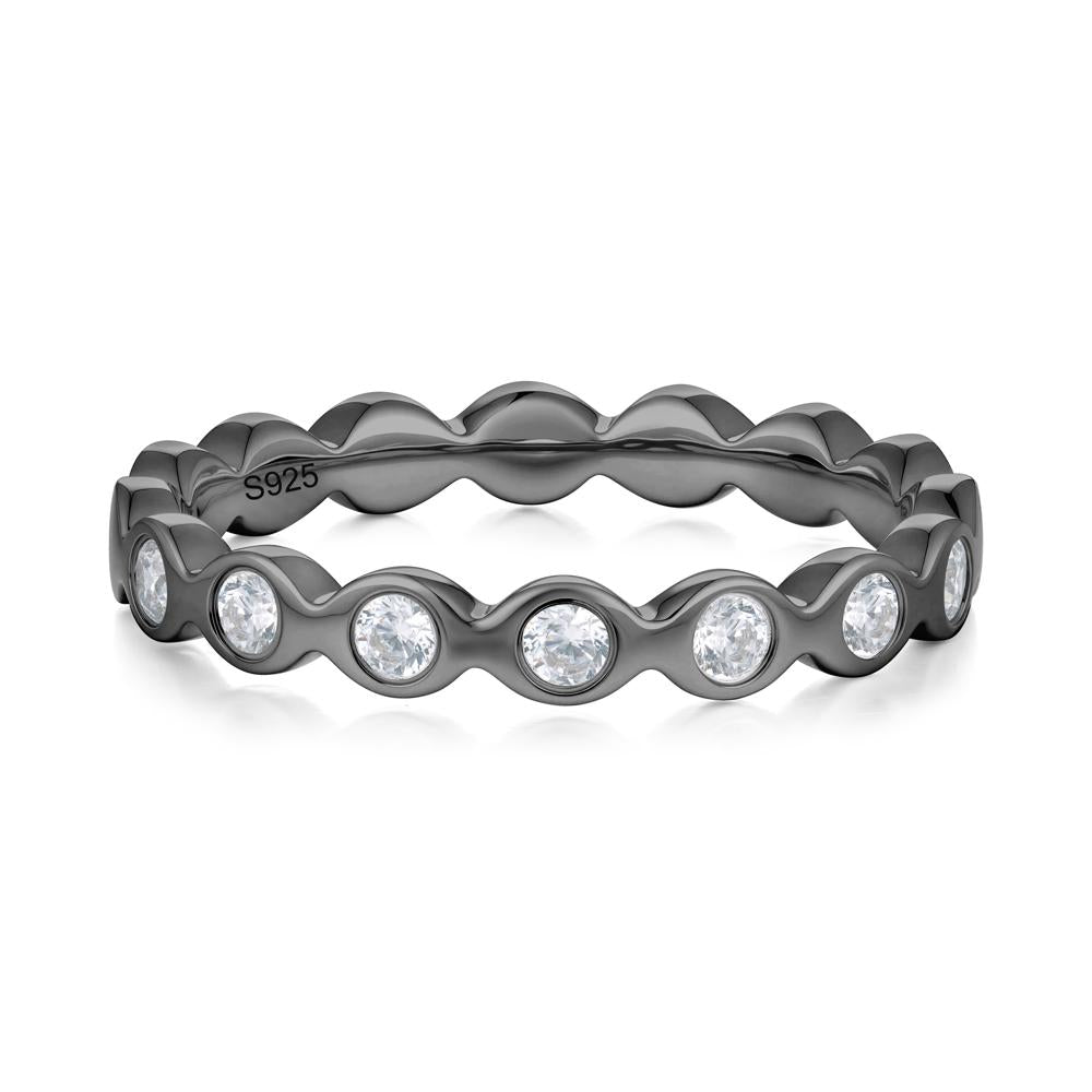 Round Cubic Zirconia Eternity Band Ring - LUO Jewelry #metal_black finish sterling silver