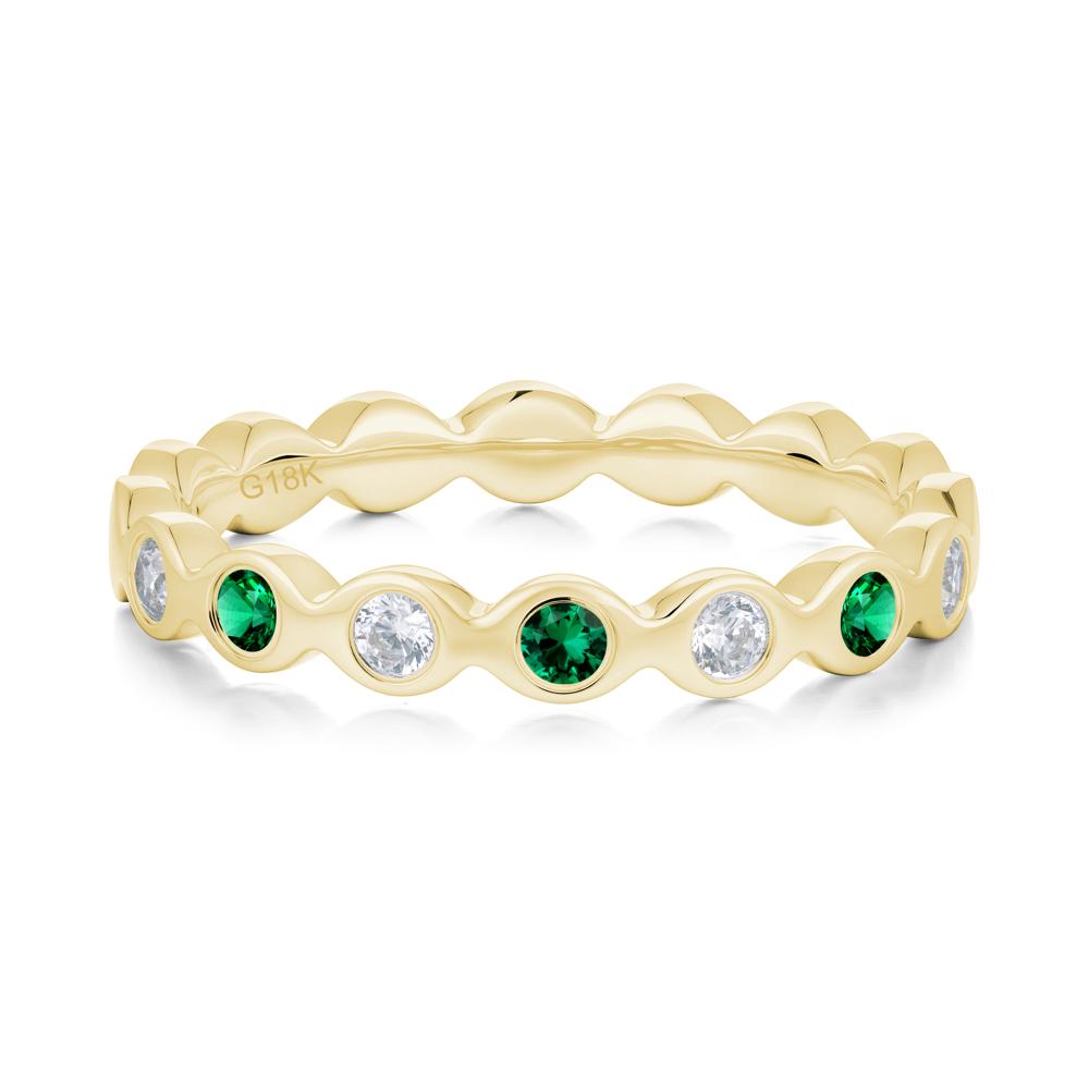 Round Emerald and Cubic Zirconia Eternity Band Ring - LUO Jewelry #metal_18k yellow gold