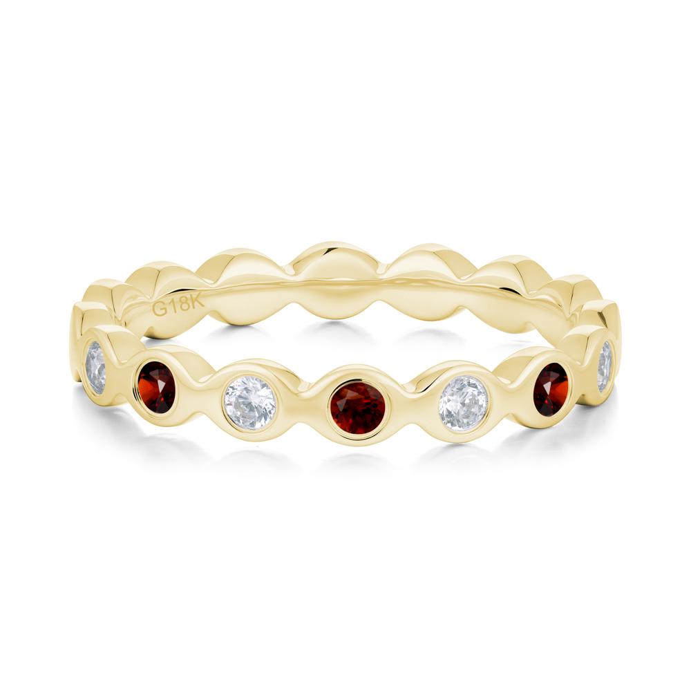 Round Garnet and Cubic Zirconia Eternity Ring - LUO Jewelry #metal_18k yellow gold