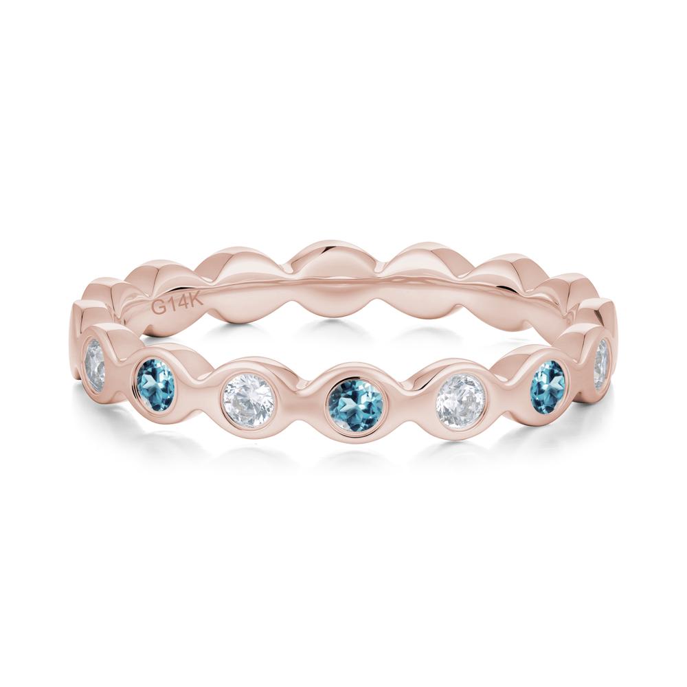 Round London Blue Topaz and Cubic Zirconia Eternity Ring - LUO Jewelry #metal_14k rose gold