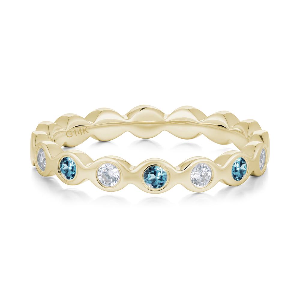 Round London Blue Topaz and Cubic Zirconia Eternity Ring - LUO Jewelry #metal_14k yellow gold