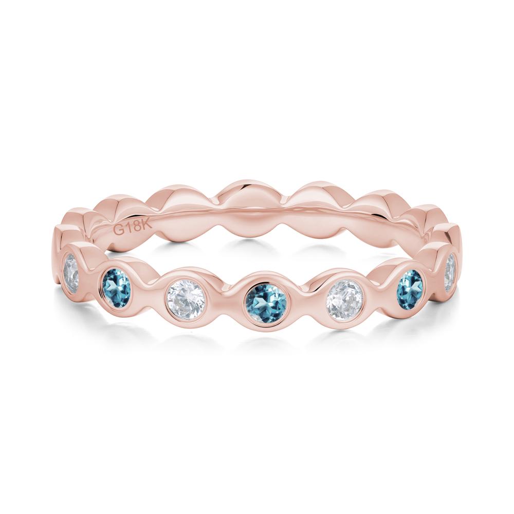 Round London Blue Topaz and Cubic Zirconia Eternity Ring - LUO Jewelry #metal_18k rose gold