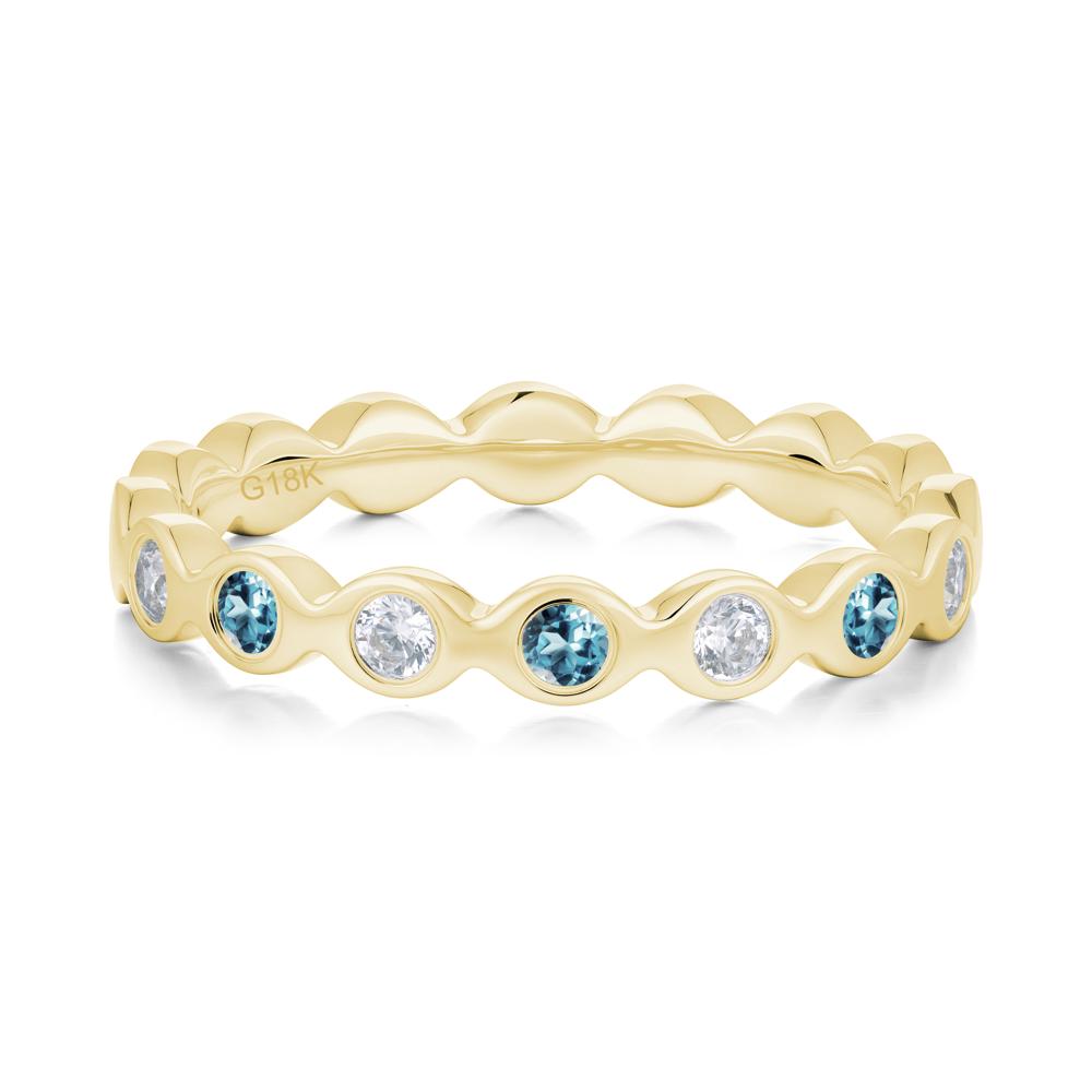 Round London Blue Topaz and Cubic Zirconia Eternity Ring - LUO Jewelry #metal_18k yellow gold