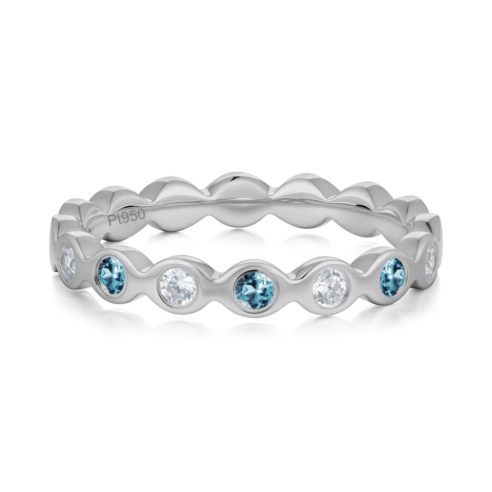Round London Blue Topaz and Cubic Zirconia Eternity Ring - LUO Jewelry #metal_platinum