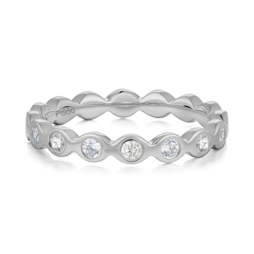 Round Moissanite and Cubic Zirconia Eternity Ring - LUO Jewelry #metal_platinum