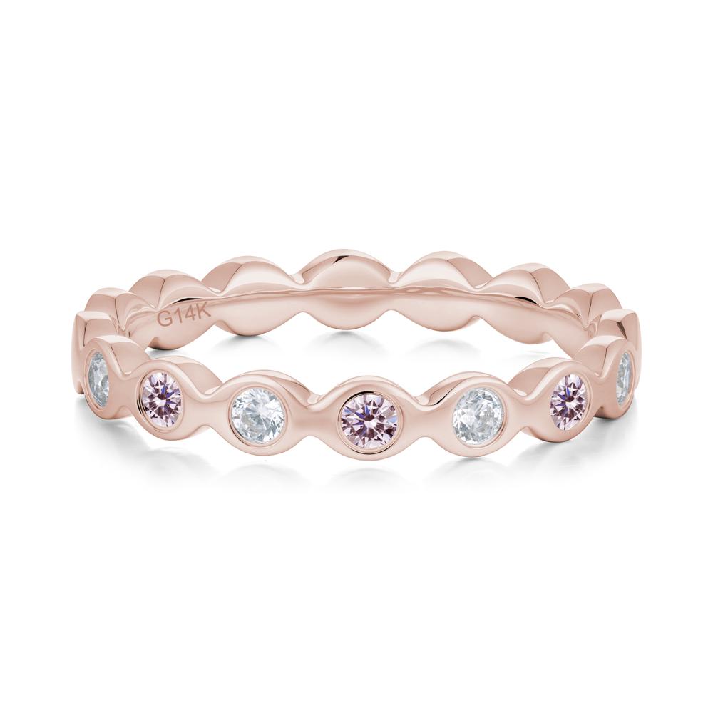 Round Cubic Zirconia and Pink Cubic Zirconia Eternity Band Ring - LUO Jewelry #metal_14k rose gold