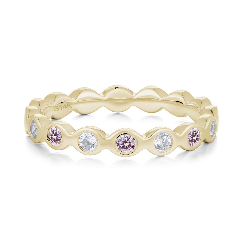 Round Cubic Zirconia and Pink Cubic Zirconia Eternity Band Ring - LUO Jewelry #metal_14k yellow gold
