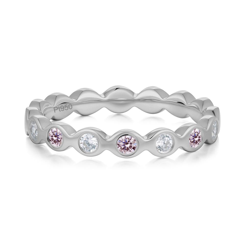 Round Cubic Zirconia and Pink Cubic Zirconia Eternity Band Ring - LUO Jewelry #metal_platinum