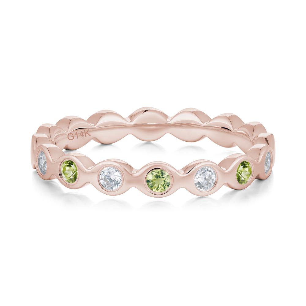 Round Cubic Zirconia and Peridot Eternity Band Ring - LUO Jewelry #metal_14k rose gold