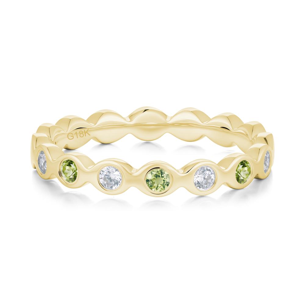 Round Cubic Zirconia and Peridot Eternity Band Ring - LUO Jewelry #metal_18k yellow gold