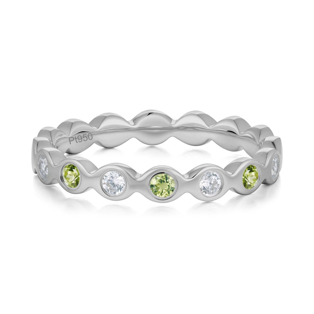 Round Cubic Zirconia and Peridot Eternity Band Ring - LUO Jewelry #metal_platinum