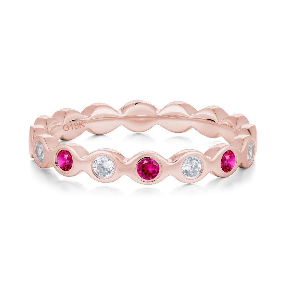 Round Ruby and Cubic Zirconia Eternity Ring - LUO Jewelry #metal_18k rose gold