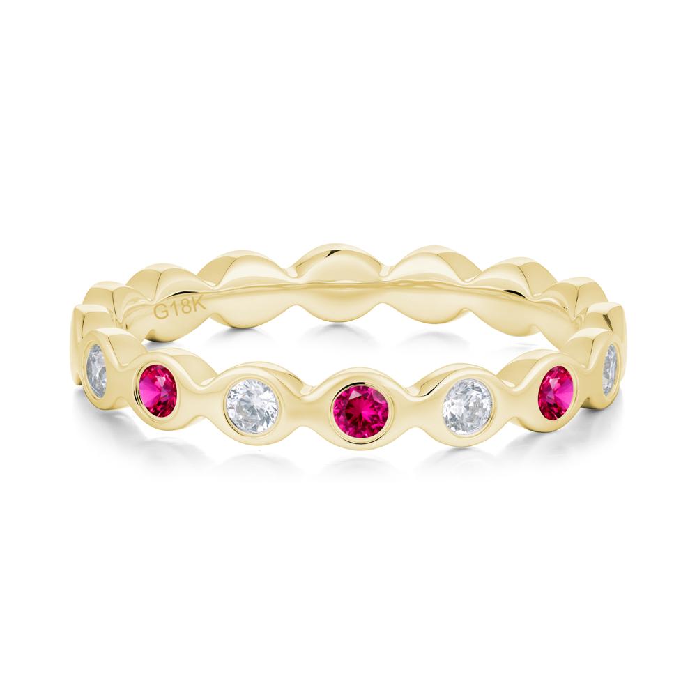 Round Ruby and Cubic Zirconia Eternity Ring - LUO Jewelry #metal_18k yellow gold