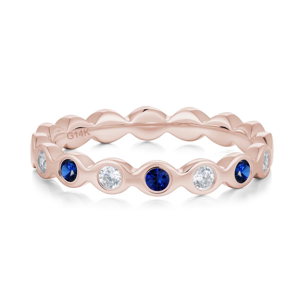Round Cubic Zirconia and Sapphire Eternity Band Ring - LUO Jewelry #metal_14k rose gold